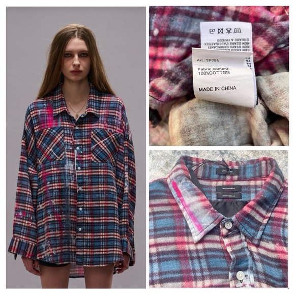 R13 Tops - R13 NWOT Drop Neck Workshirt in Blue Plaid
